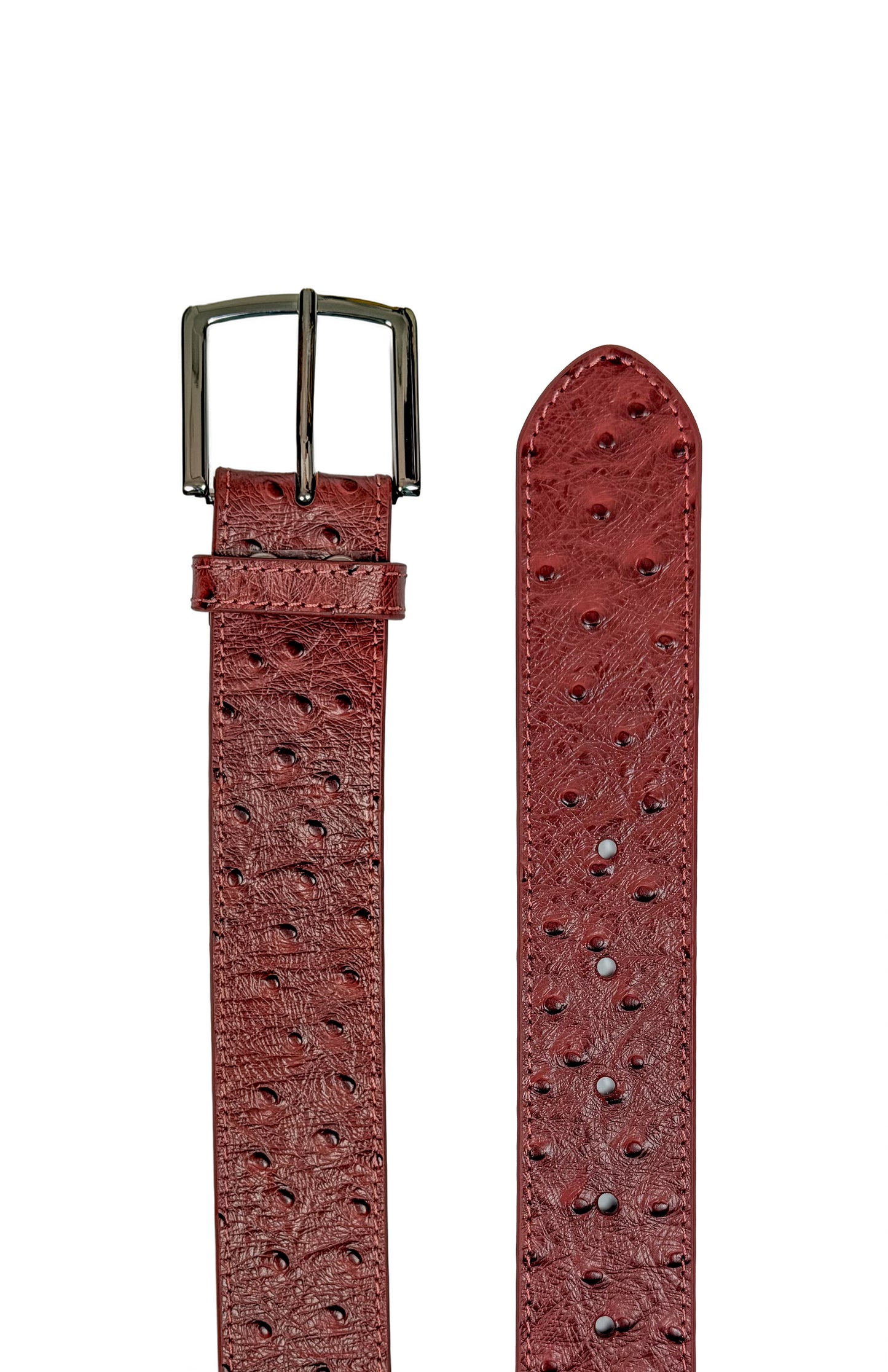 Waxed Bordeaux Red Ostrich Quill Belt LIMITIED QUANTITY REMAIN